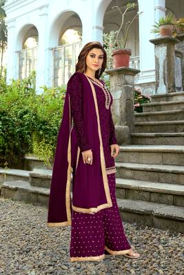 Trendmalls Cotton Embroidered Party Wear Kurta Pant with Dupatta Salwar Suit Set 5