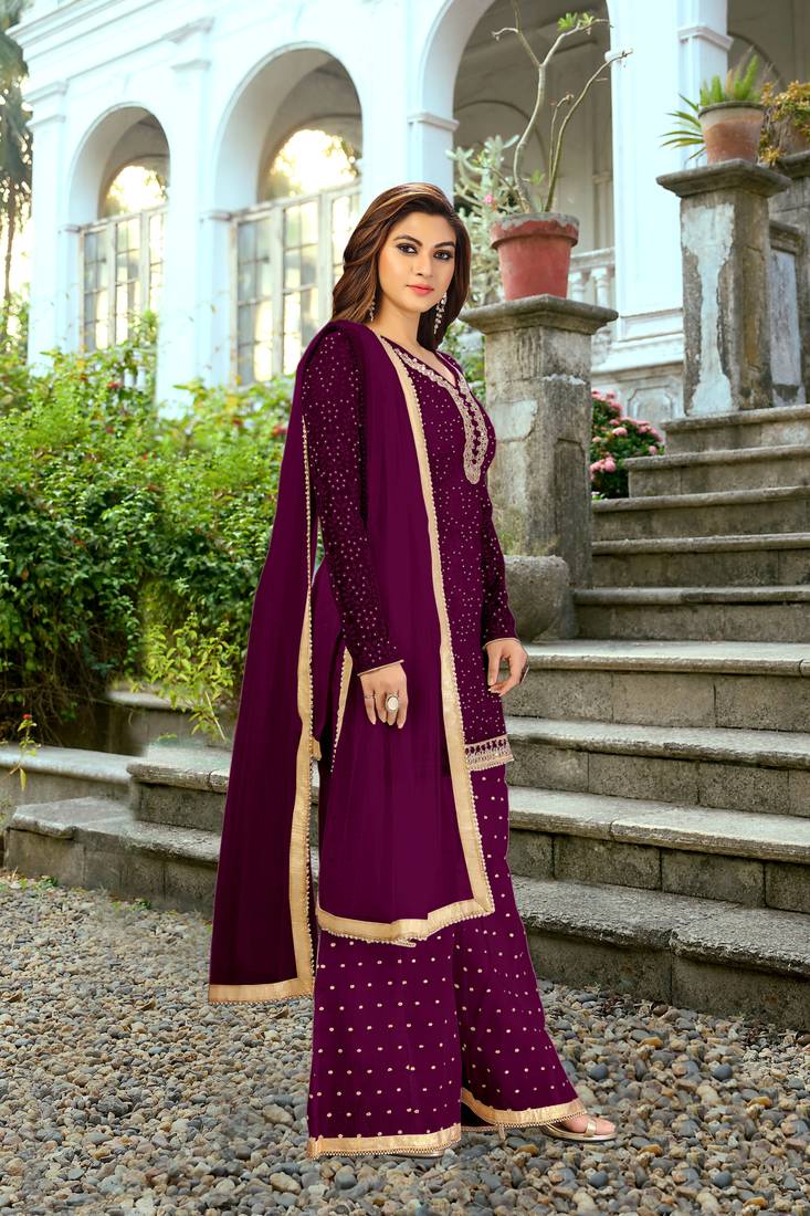 Trendmalls Trendmalls Cotton Embroidered Party Wear Kurta Pant with Dupatta Salwar Suit Set