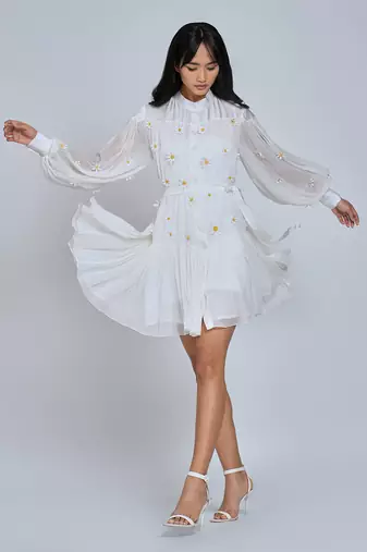 White Daisy Mini  Dress