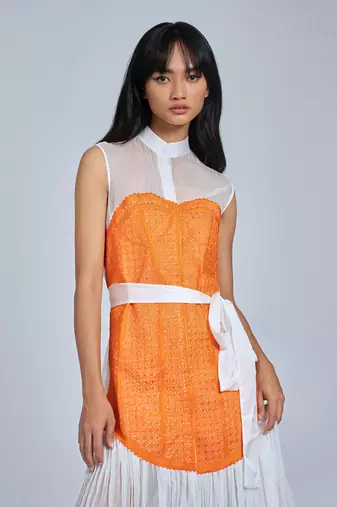 Orange Corset Midi Dress