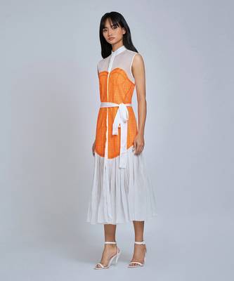 Orange Corset Midi Dress 4