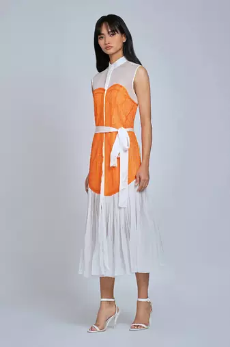 Orange Corset Midi Dress