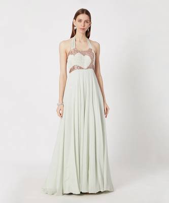 Mint Green Embroidered Anarkali Gown 1