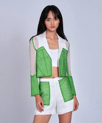 Luscious Green White Blazer 2