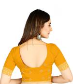 Mustard embroidered georgette saree with blouse
