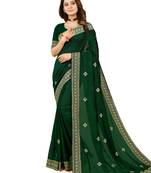 Green embroidered georgette saree with blouse