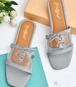 GlamZkart Women GREY Color Transparent Flats Sandal