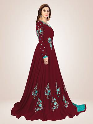 Blue Embroidered Anarkali Kurta Pant with Dupatta Salwar Suit Set 5