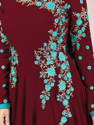 Blue Embroidered Anarkali Kurta Pant with Dupatta Salwar Suit Set 8