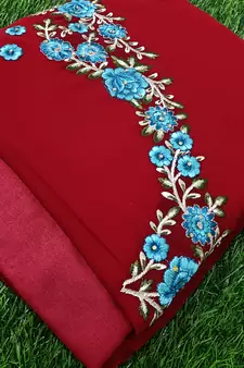 Trendmalls Blue Embroidered Anarkali Kurta Pant with Dupatta Salwar Suit Set