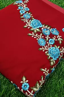 Trendmalls Blue Embroidered Anarkali Kurta Pant with Dupatta Salwar Suit Set