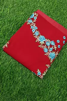 Trendmalls Blue Embroidered Anarkali Kurta Pant with Dupatta Salwar Suit Set