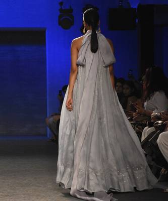 GREY EMBROIDERED TRAPEZE GOWN 2