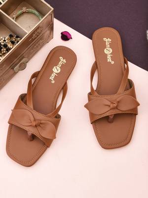 GlamZkart Women Tan Color Butterfly Knote Flats Sandal 1