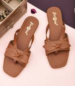 GlamZkart Women Tan Color Butterfly Knote Flats Sandal