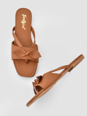 GlamZkart Women Tan Color Butterfly Knote Flats Sandal 2