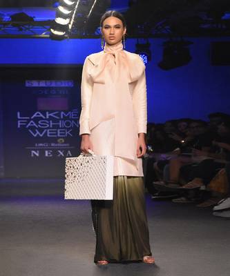 CREAM EMBROIDERED JACKET WITH PLEATED DHOTI PANTS 1