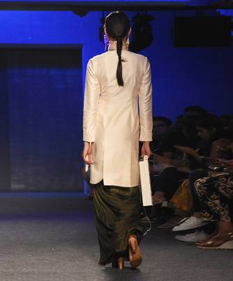CREAM EMBROIDERED JACKET WITH PLEATED DHOTI PANTS 2