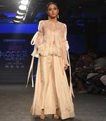 Cream nude half pant half skirt jacket set