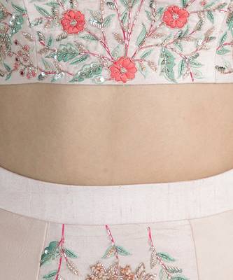 PEACH PINK PANELLED LEHENGA SKIRT WITH CROP TOP 4