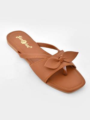 GlamZkart Women Tan Color Butterfly Knote Flats Sandal 4