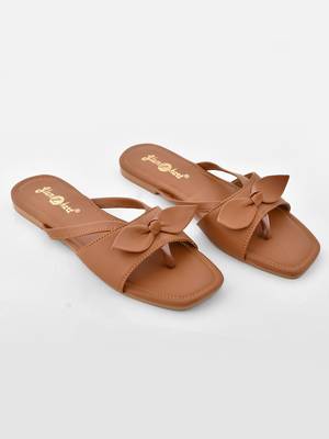 GlamZkart Women Tan Color Butterfly Knote Flats Sandal 5