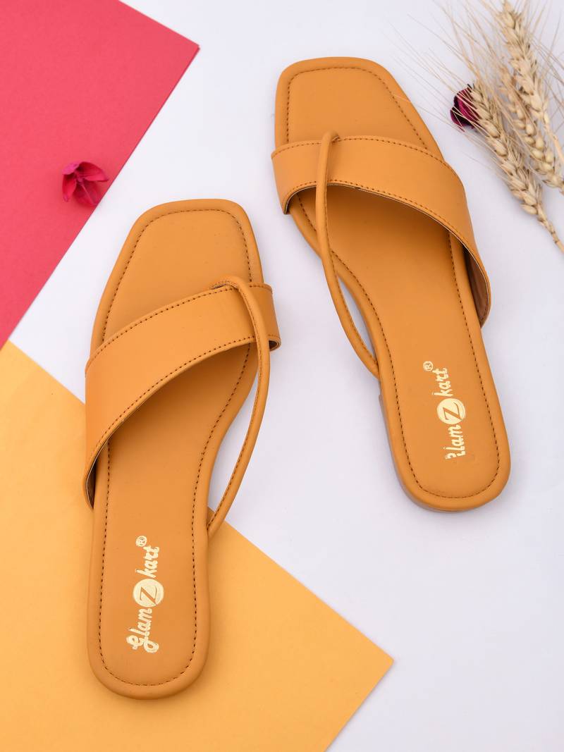 GlamZkart Women Yellow Color Thin Strip  Flats Sandal