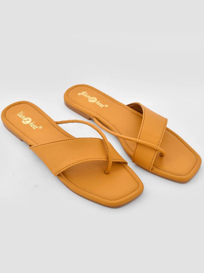GlamZkart Women Yellow Color Thin Strip  Flats Sandal