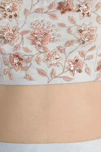 POWDER BLUE EMBROIDERED LEHENGA SKIRT WITH CROP TOP