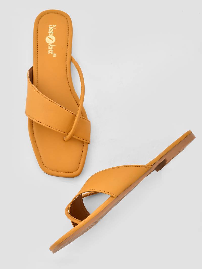 GlamZkart Women Yellow Color Thin Strip  Flats Sandal
