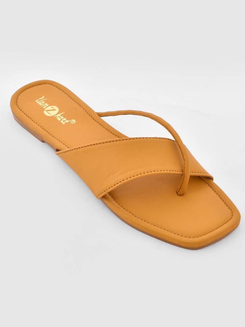 GlamZkart Women Yellow Color Thin Strip  Flats Sandal