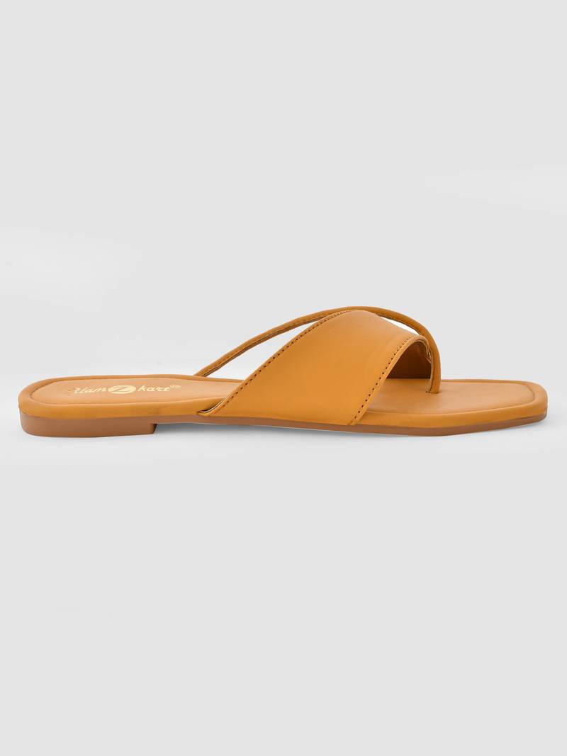 GlamZkart Women Yellow Color Thin Strip  Flats Sandal