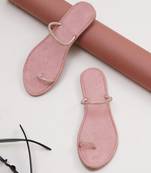 GlamZkart Women Rose-Gold Color Stone Work Thin Strip  Flats Sandal