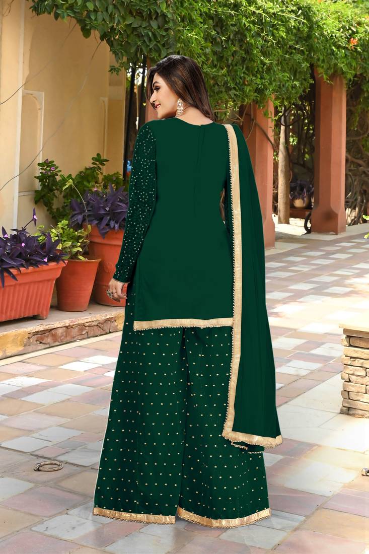 Trendmalls Cotton Embroidered Party Wear Kurta Pant with Dupatta Salwar Suit Set