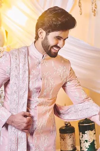 Sea Shell Pink Carnation Sherwani Set