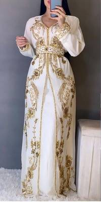 Royal Moroccan Caftan Dubai Kaftan Abaya Jalabiya Wedding Robe Wear Takchita var 1