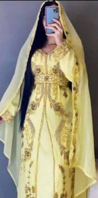 Dubai Moroccan Royal Kaftan Zari work Abaya Maxi Vary Fancy Modern women Dress 2