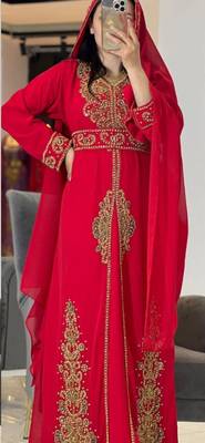 Dubai Moroccan Royal Kaftan Zari work Abaya Maxi Vary Fancy Modern women Dress 2