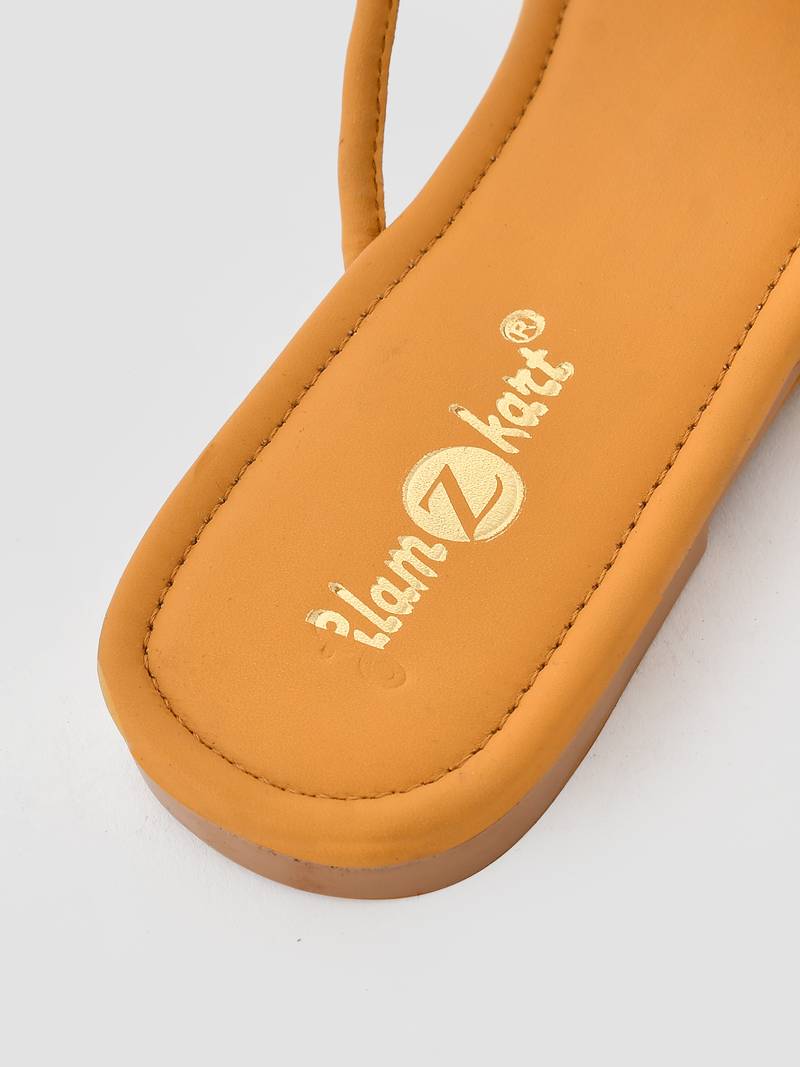 GlamZkart Women Yellow Color Thin Strip  Flats Sandal