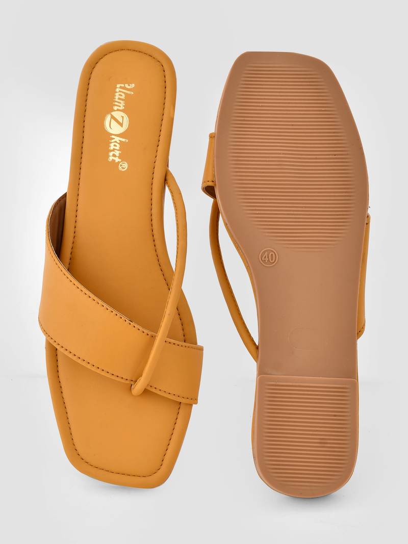 GlamZkart Women Yellow Color Thin Strip  Flats Sandal