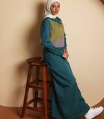 Pine Green Color Contrast Jilbab | Silk Route | Length 54