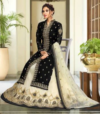 Trendmalls Georgette Embroidered Party Wear Kurta Pant with Dupatta lehenga Suit Set 3