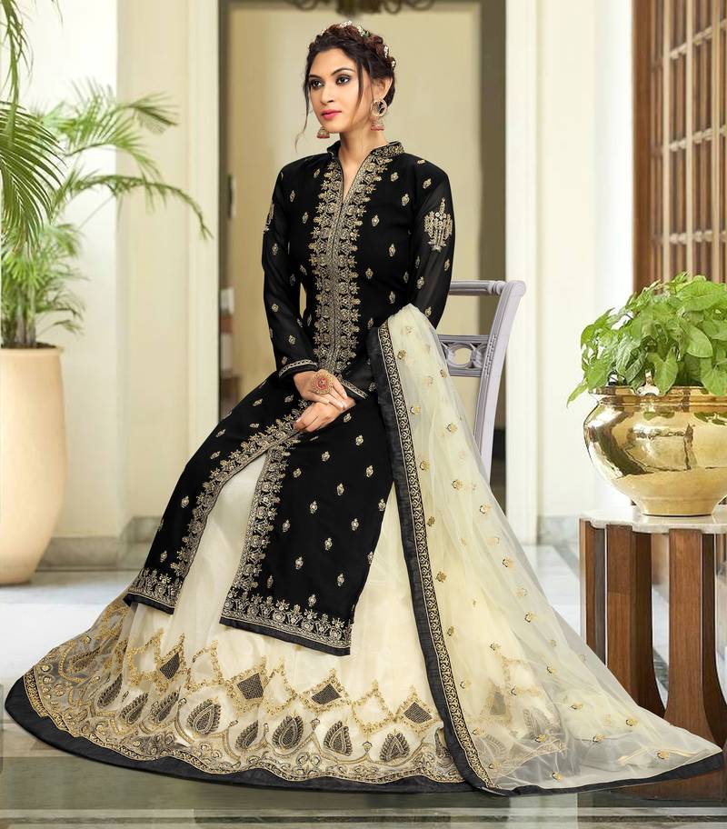 Georgette Embroidered Party Wear Kurta Pant with Dupatta lehenga Suit Set