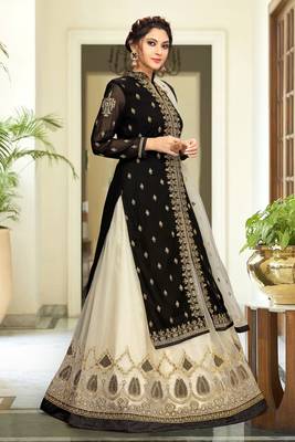 Trendmalls Georgette Embroidered Party Wear Kurta Pant with Dupatta lehenga Suit Set 5