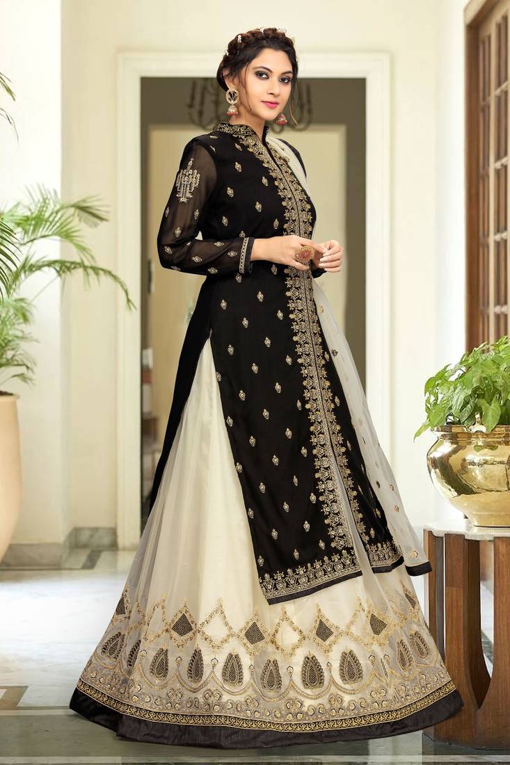 Georgette Embroidered Party Wear Kurta Pant with Dupatta lehenga Suit Set