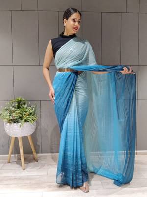 Multi Colour Premium Chiffon Silk Saree WITH UN-STITCHED BLOUSE 1