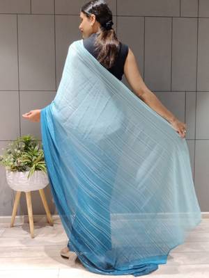 Multi Colour Premium Chiffon Silk Saree WITH UN-STITCHED BLOUSE 2