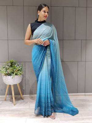 Multi Colour Premium Chiffon Silk Saree WITH UN-STITCHED BLOUSE 4