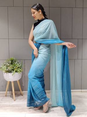 Multi Colour Premium Chiffon Silk Saree WITH UN-STITCHED BLOUSE 5