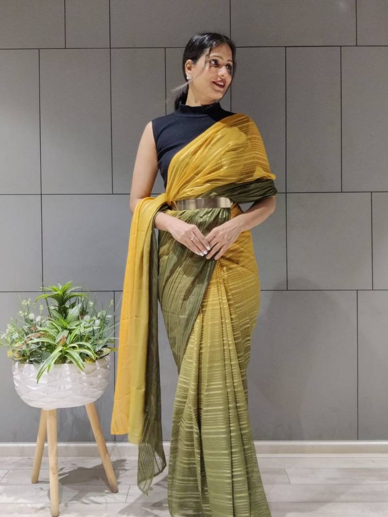 Multi Colour Premium Chiffon Silk Saree WITH UN-STITCHED BLOUSE